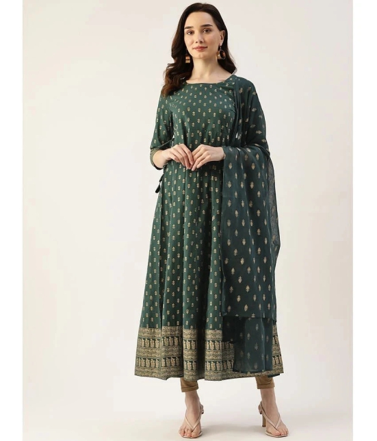 Kbz - Green Cotton Womens Anarkali Kurti ( Pack of 1 ) - None