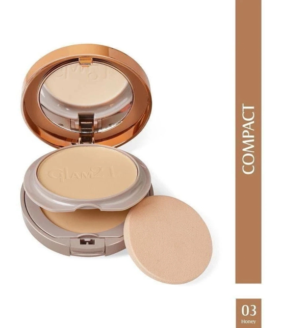 Glam21 Duo Finish|2-in-1 Compact Powder Smooth Satin Texture & Matte Finish 24gm Honey-03