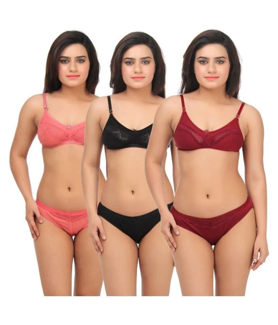 TCG Multi Color Lace Bra & Panty Set - 34