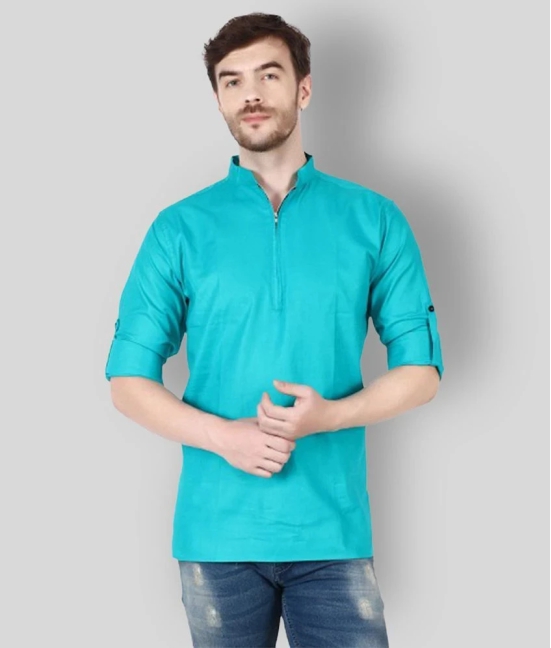 Springberry - Turquoise Cotton Slim Fit Mens Casual Shirt ( Pack of 1 ) - None