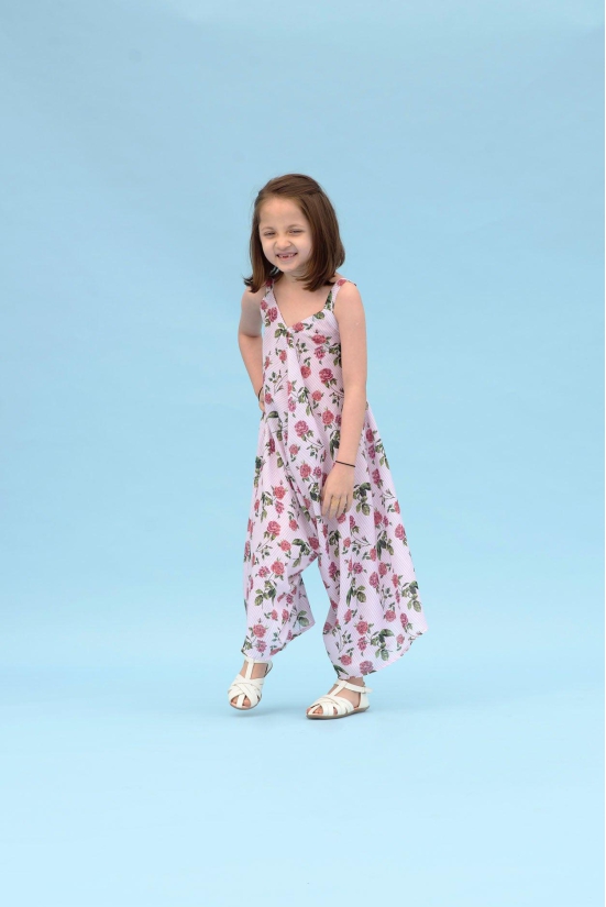 Soft Pink Berry Striped Palazzo Jumpsuit Kids-9 - 10 Years / Pink