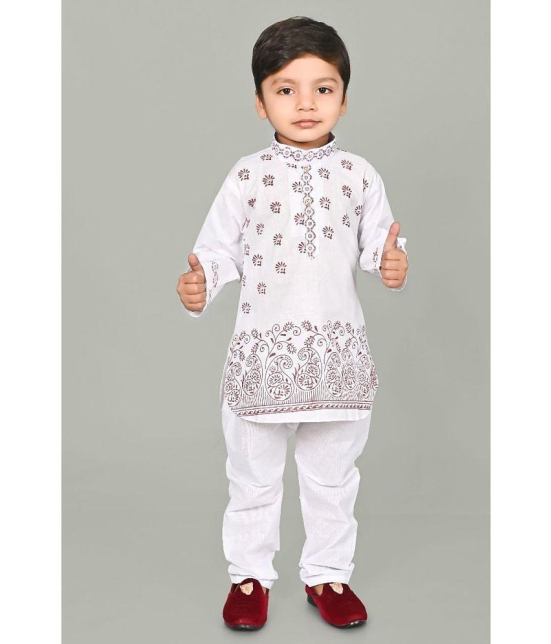 SFC - White Silk Boys Kurta With Pyjama ( Pack of 1 ) - None