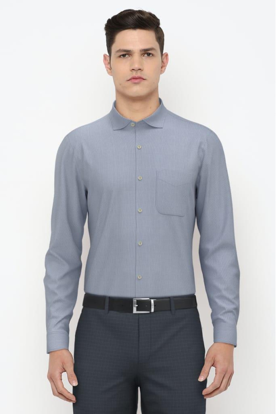 Men Blue Regular Fit Formal Full Sleeves Formal Shirt