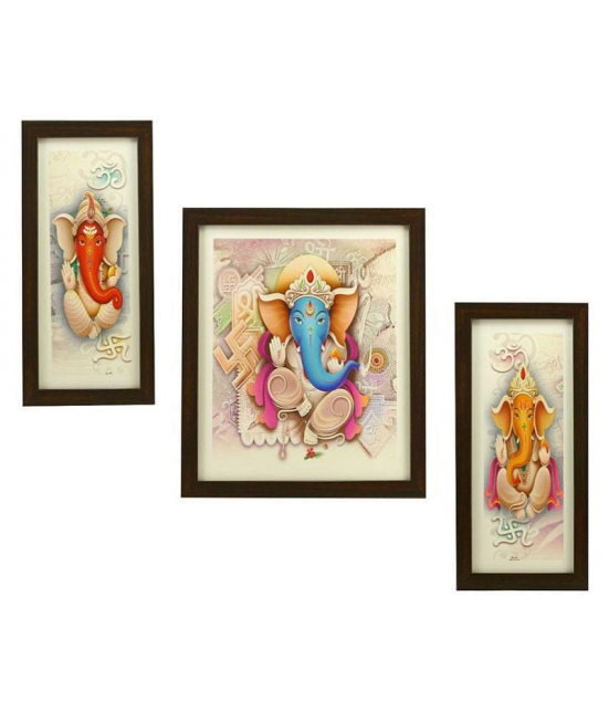 Indianara Religious Ganesha Synthetic Painting With Frame