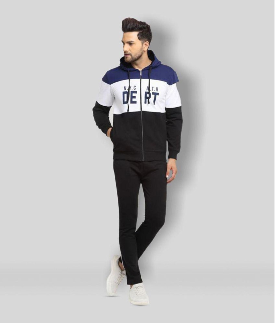 Wild West - Black Cotton Blend Regular Fit Colorblock Mens Sports Tracksuit ( Pack of 1 ) - 38