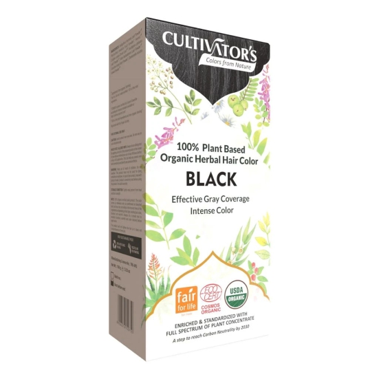 Cultivators Organic Hair Colour - Herbal Hair Colour for Women and Men - Ammonia Free Hair Colour Powder - Natural Hair Colour Without Chemical, (Black) - 100g