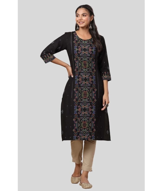 Juniper - Black Rayon Womens Straight Kurti ( Pack of 1 ) - None