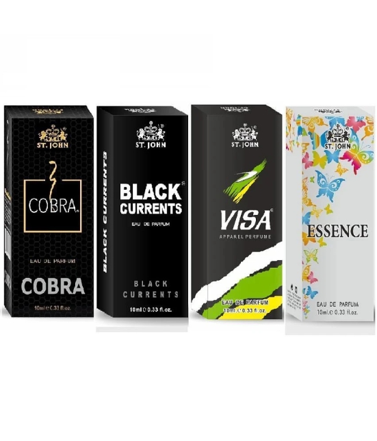 ST.JOHN Cobra Black Current,Cobra,Visa & Essence Pocket Perfume for Men 10 ml ( - Pack of 4 )