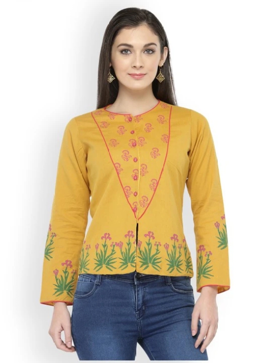 Women Mustard Printed Tailored Jacket