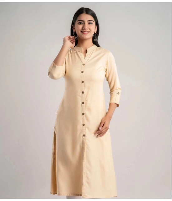 MAUKA - Cream Rayon Womens A-line Kurti ( Pack of 1 ) - None