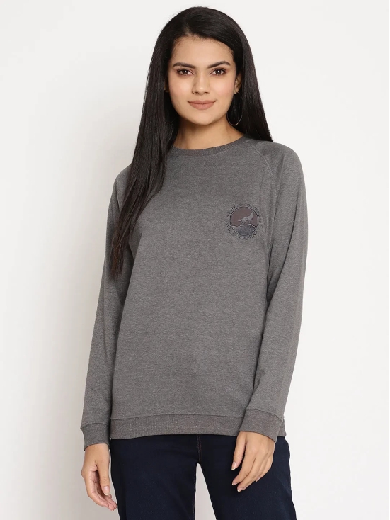 Women Wild Journey Grey Solid Sweatshirt-XXL