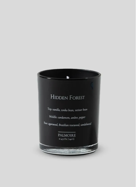 Hidden Forest Soy Wax Candle with Fortune Stone-Black / Large