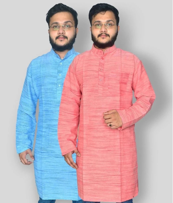 DESHBANDHU DBK - Multicolor Cotton Mens Regular Kurta ( Pack of 2 ) - None