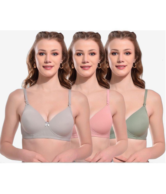 Softskin - Multicolor Nylon Heavily Padded Women's T-Shirt Bra ( Pack of 3 ) - None