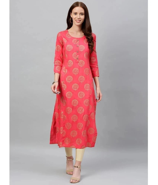 KIPEK - Pink Rayon Womens Straight Kurti ( Pack of 1 ) - None