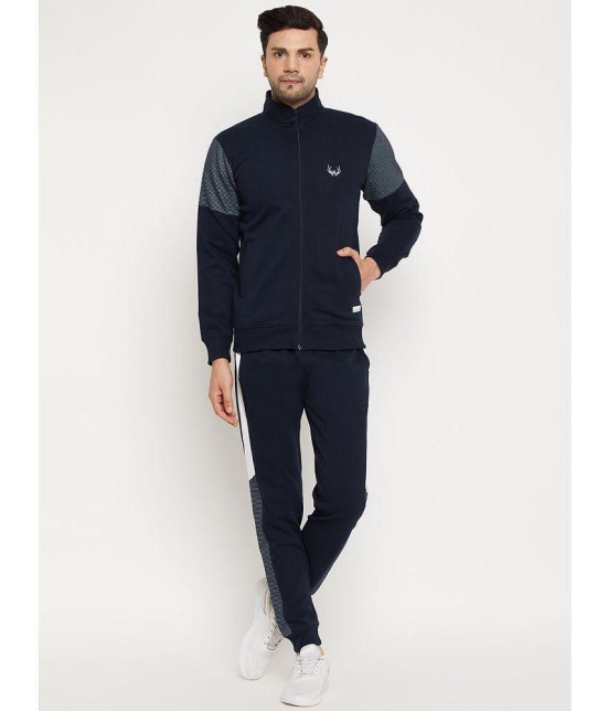 Wild West Navy Blue Fleece Regular Fit Striped Men''s Sports Tracksuit ( Pack of 1 ) - None