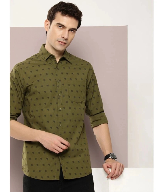 Dillinger 100% Cotton Regular Fit Printed Full Sleeves Mens Casual Shirt - Olive ( Pack of 1 ) - None