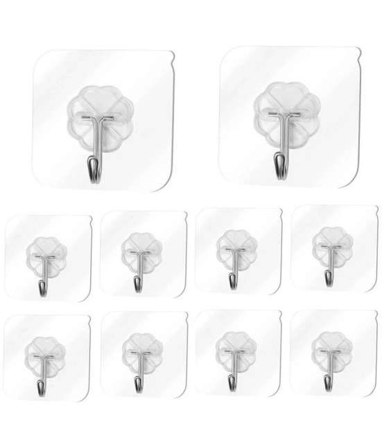 Self Adhesive Hanger Hook Pack of 10,Strong Adhesive Hook Wall Door Sticky Hanger Holder for Kitchen Bathroom Hook (Pack of 10)