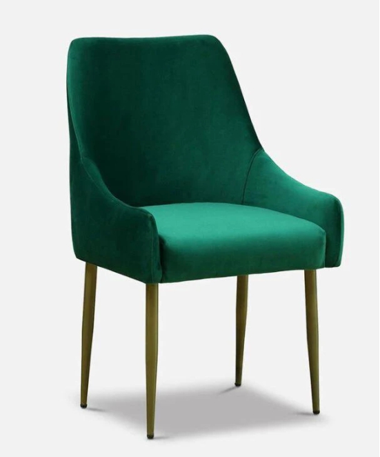 Velvet dining chair in green color-Green