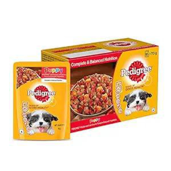 Pedigree Puppy Wet Dog Food, Chicken Chunks in Gravy pack of 15 x 70 gms
