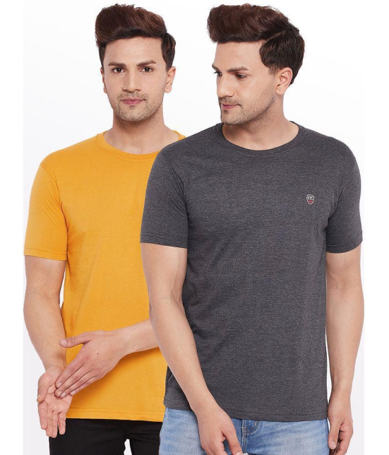 Lycos - Cotton Blend Regular Fit Charcoal Grey Men's T-Shirt ( Pack of 2 ) - None