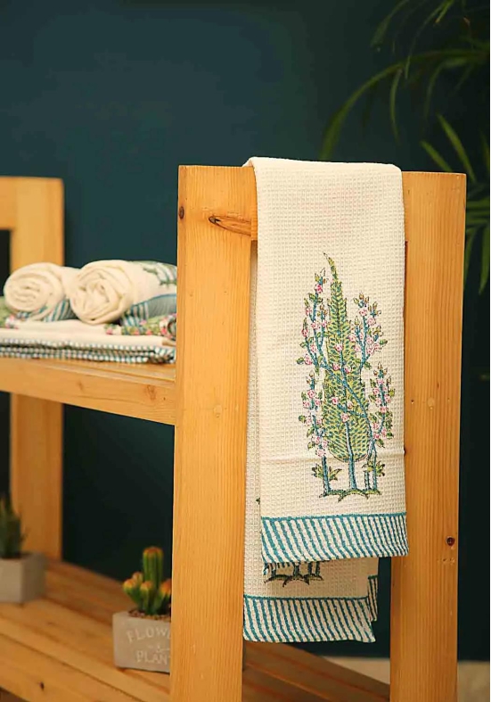 Bluebell Block Print Hand Towel