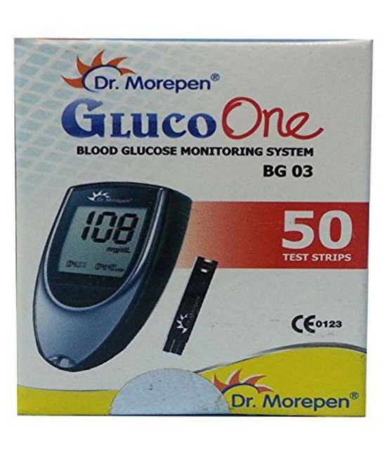 Dr. Morepen BG-03 Blood Glucose Test Strips, 50 Strips (Black/White)(Only Strips, No Glucometer) Expiry Dec 2023