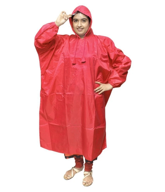 Goodluck Long Raincoat - Red - Free Size