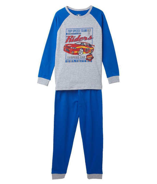 Cub McPaws Kids Nightwear Boys Graphic Print Cotton Jersey (Blue Pack of 1) - None