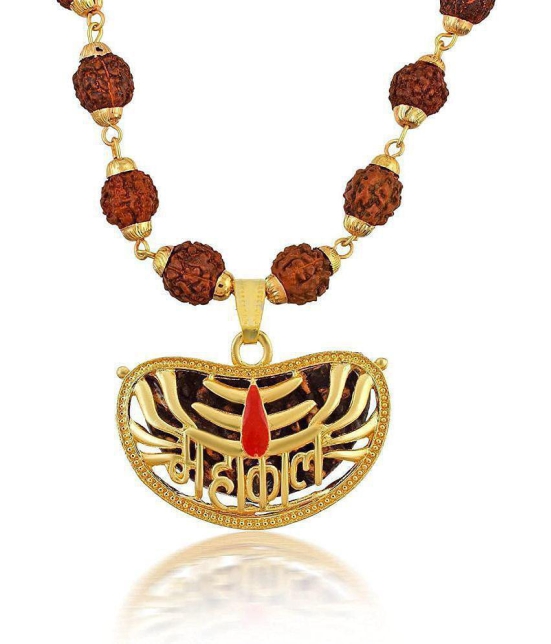 PAYSTORE Gold Plated 1 Face Mahakal/Mahakaal/Ã Â¤Â®Ã Â¤Â¹Ã Â¤Â¾Ã Â¤Â?Ã Â¤Â¾Ã Â¤Â² Emerged With 5 Face Covering Rudraksha Mala for Men/Women - None