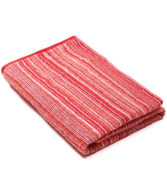 URBAN MAGIC - Cotton Red Striped Bath Towel ( 70x140 ) cm 475 -GSM ( Pack of 1 ) - Red