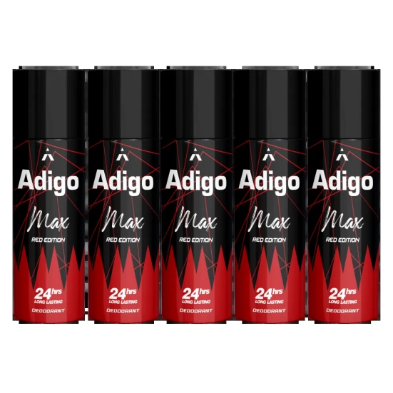 Adigo Max Red Edition Deodorant 165ml(Pack Of 5)