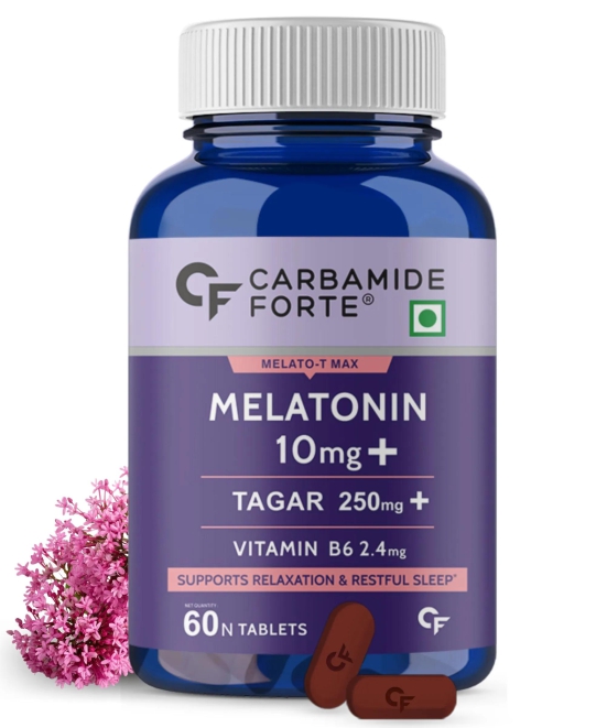 Carbamide Forte Melatonin 10mg with Tagar 250mg Sleeping Aid Pills - 60 Veg Tablets