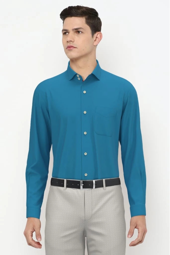 Men Blue Regular Fit Formal Full Sleeves Formal Shirt