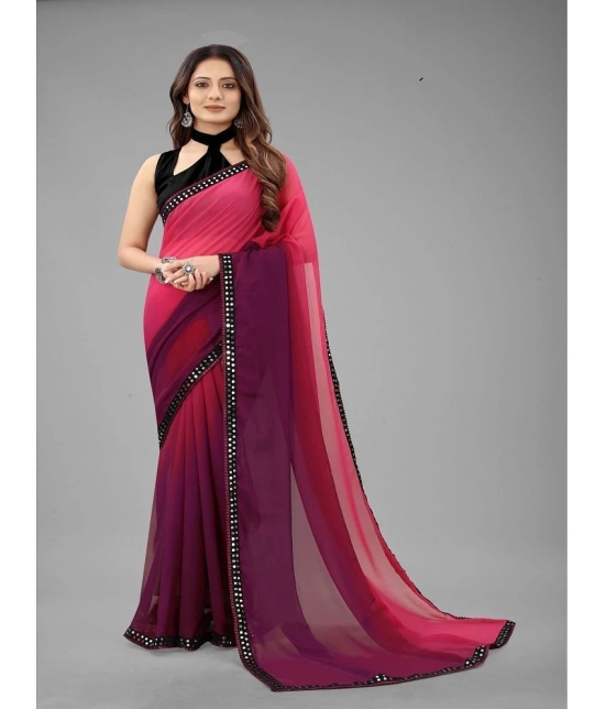 Apnisha Georgette Solid Saree With Blouse Piece - Rama ( Pack of 1 ) - Rama