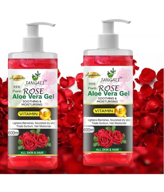 PURE JANGALI ORGANICS 100% PURE Rose Aloe Vera Gel for Beautiful Skin & Hair 1200ML