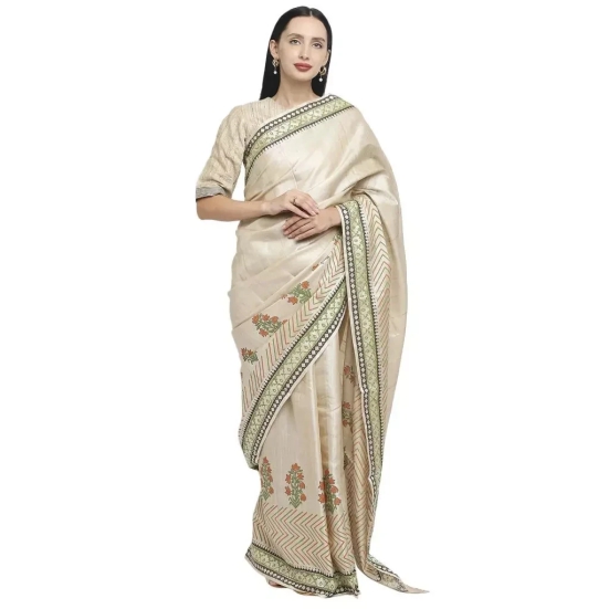 Tisser Kosa (Tussar) Silk Saree With Handblock Print /6.5 Meter