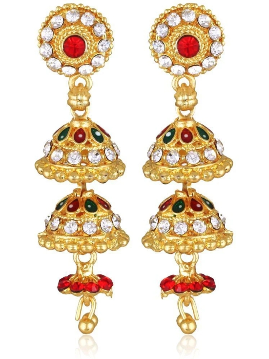 Vighnaharta Golden Jhumki Earrings ( Pack of 1 ) - Golden