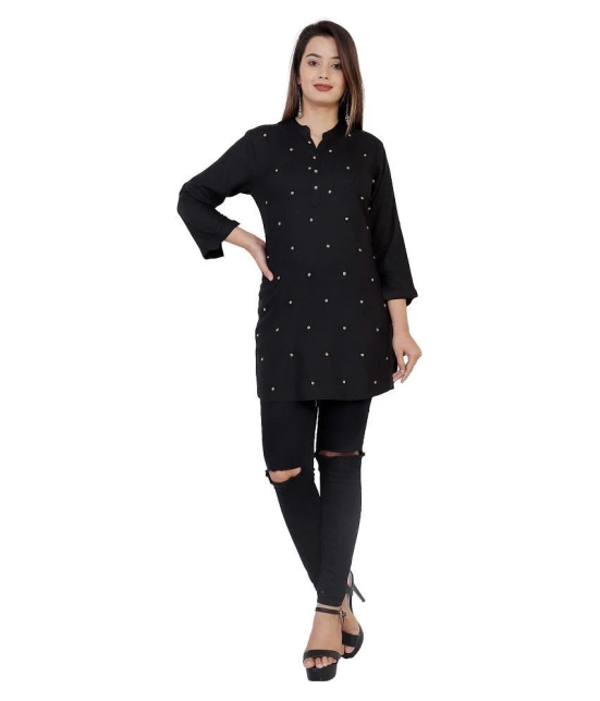 HIGHLIGHT FASHION EXPORT - Black Rayon Womens Straight Kurti ( Pack of 1 ) - XXL