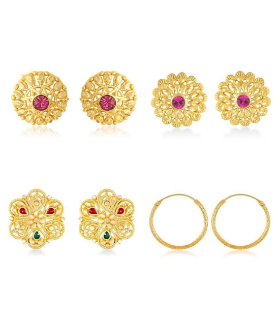 Vighnaharta Allure Charming Alloy Gold Plated Stud Earring Combo set For Women and Girls ( Pack of- 4 Pair Earrings)-VFJ1192-1234-1197-1318ERG - Golden