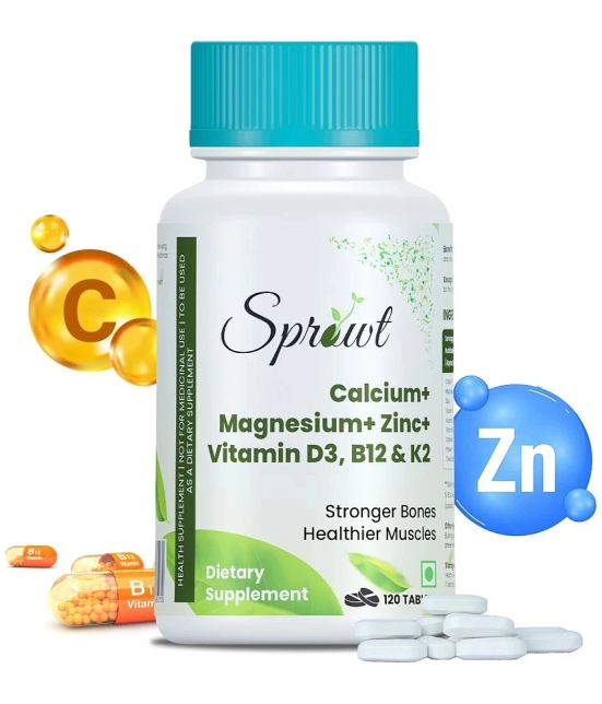 Sprowt calcium Magnesium Zinc Vitamin D3, B12 & K- 120 Vegetarian Tablets