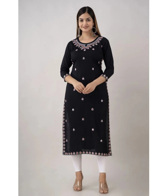 Kapadia - Black Rayon Womens Straight Kurti ( Pack of 1 ) - None