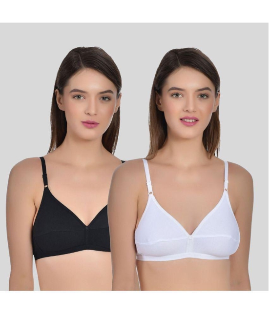 AIMLY - Black Cotton Non Padded Womens T-Shirt Bra ( Pack of 2 ) - None