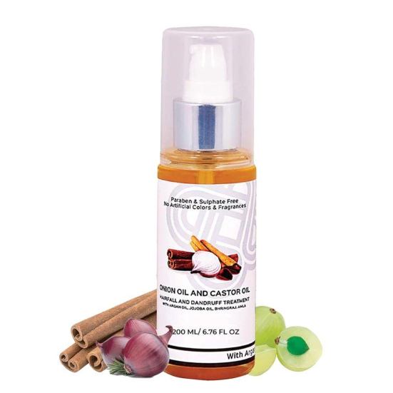 Teal & Terra Natural Onion & Castor Hair Oil (200ml) | Promotes Hair Growth, Control Dandruff & Hair-fall | Suitable for Men & Women | Paraben & Sulphate Free