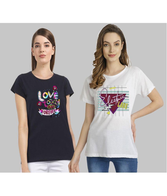 CHOZI - Multi Color Cotton Blend Regular Fit Women's T-Shirt ( Pack of 2 ) - None