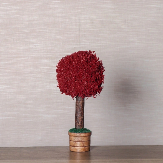 Handmade Bonsai Tree With Sola Flower Arrangement on Wooden Base