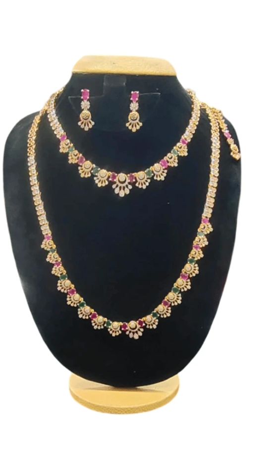 Bridal Necklace Set with Kundan Stones and Pearls