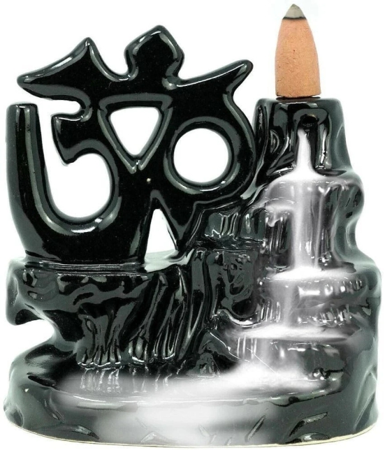 Craftam Polyresin Om Smoke Backflow Incense Cone Holder with 20 Scented Incenses