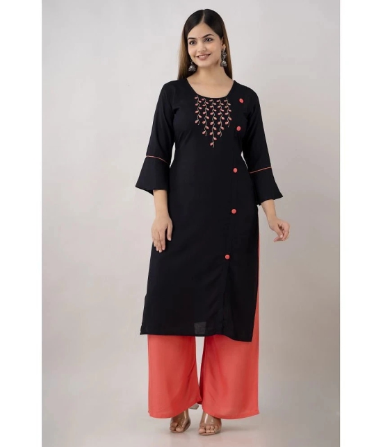 Kapadia - Black Rayon Womens Straight Kurti ( Pack of 1 ) - None