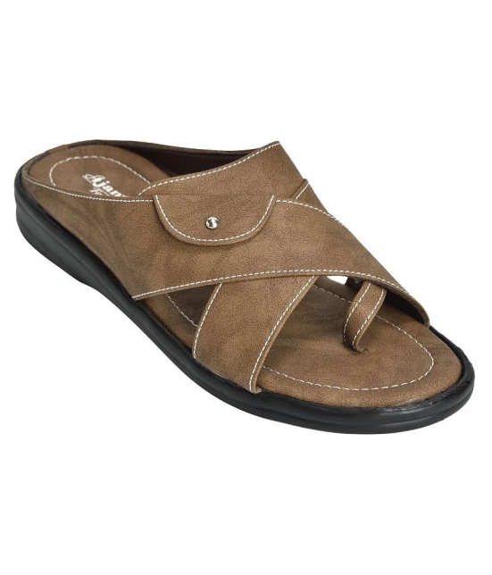 Ajanta Brown Mens Leather Slipper - None